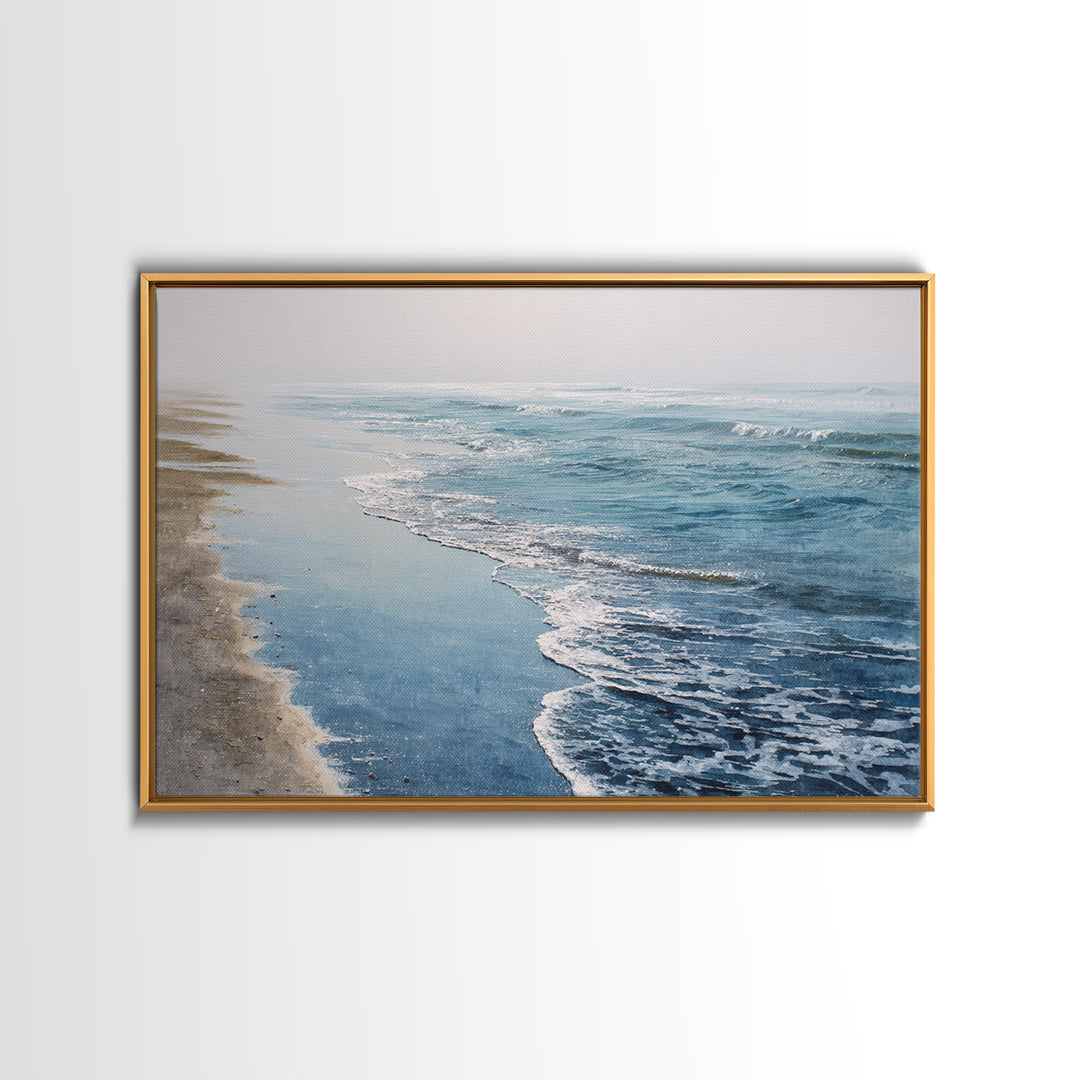 Minimal Wave Line Drawing Framed Canvas Print, Coastal Art, Coastal, Coastal Decor, Abstract Art, Coastal, Minimalist Decor, COA-3x2-60