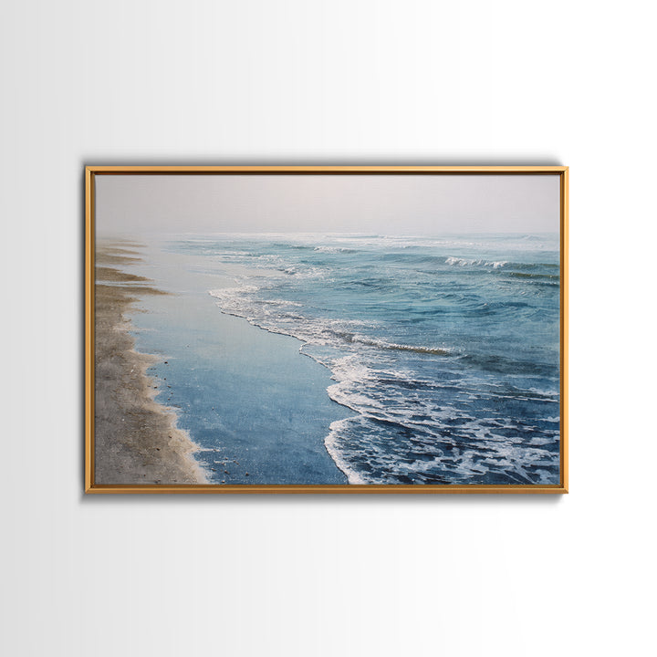 Minimal Wave Line Drawing Framed Canvas Print, Coastal Art, Coastal, Coastal Decor, Abstract Art, Coastal, Minimalist Decor, COA-3x2-60