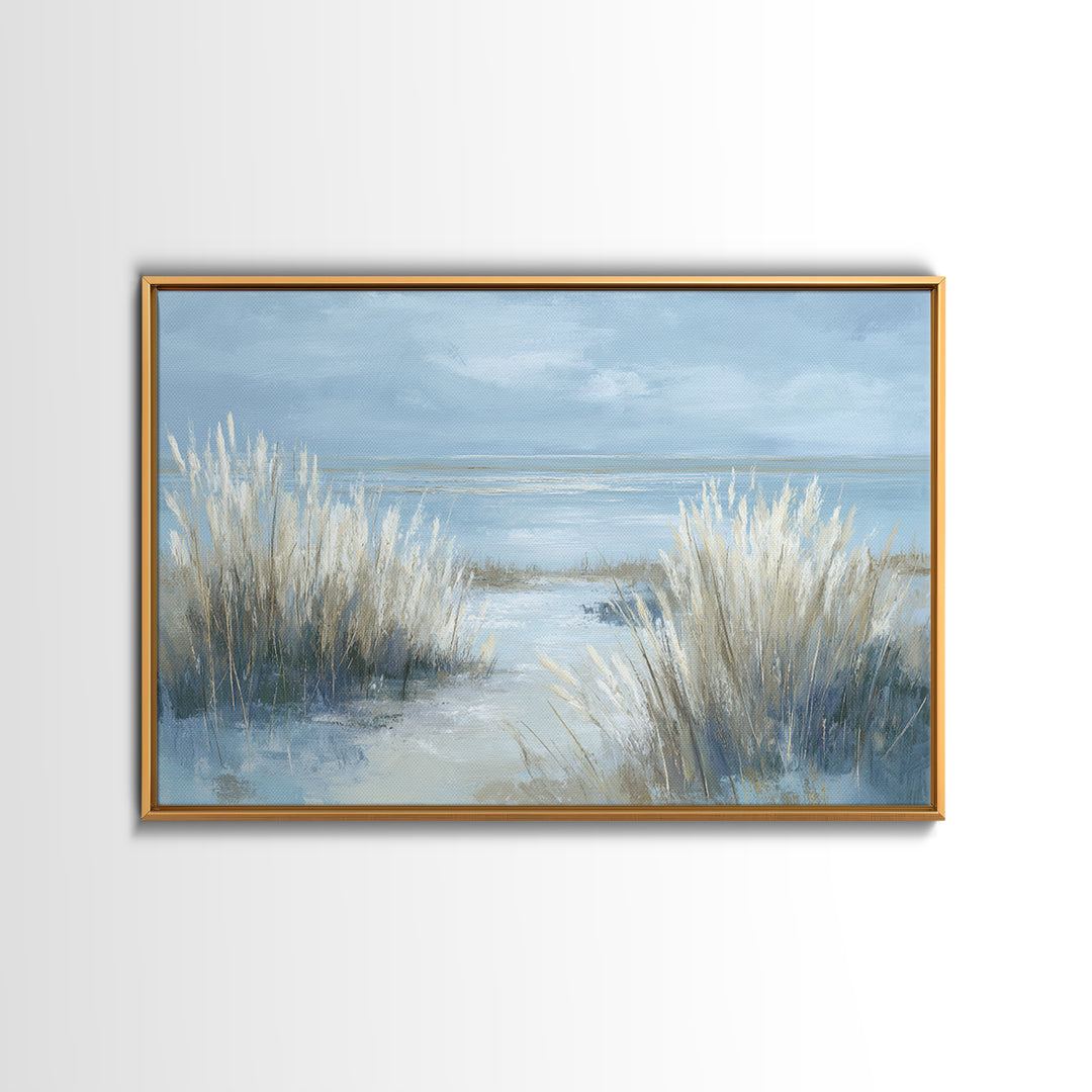 Coastal Grasses Moving Framed Canvas Print, Coastal Art, Modern Wall Art, Coastal Decor, Oil Painting, Coastal, Coastal Prints, COA-3x2-8