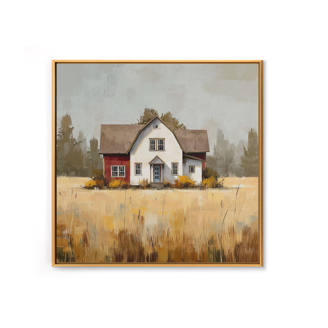 White Farmhouse Surrounded by Tall Grass Canvas Print, Country Art, Farmhouse Wall Decor, Farmhouse Decor, Fine Art, Country, COU-1x1-10