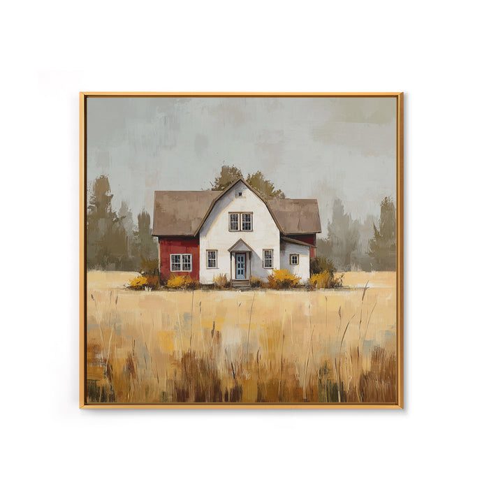 White Farmhouse Surrounded by Tall Grass Canvas Print, Country Art, Farmhouse Wall Decor, Farmhouse Decor, Fine Art, Country, COU-1x1-10