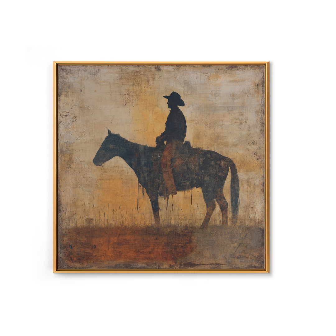 Horse and Rider Silhouette at Dusk Canvas Print, Country Art, French Country Decor, Farmhouse Decor, Fine Art, Country, COU-1x1-17