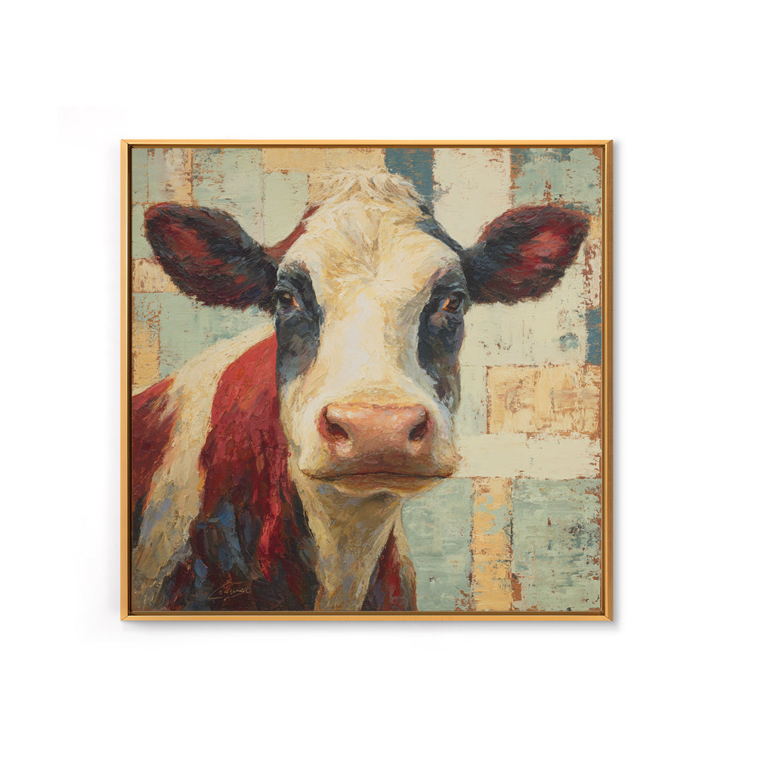 Cow Portrait with Gentle Farmhouse Personality Framed Canvas Print, Country Art, Printable Wall Art, Farmhouse Decor, Country, COU-1x1-28
