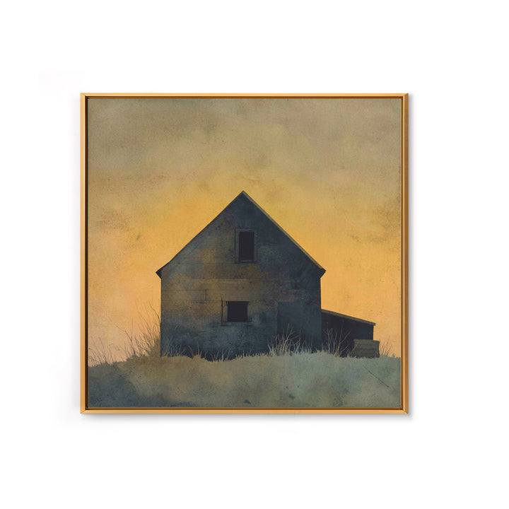 Rustic Barn Silhouette Framed Canvas Print, Country Art, Farmhouse Wall Art, Farmhouse Decor, Oil Painting, Country, Room Decor, COU-1x1-51