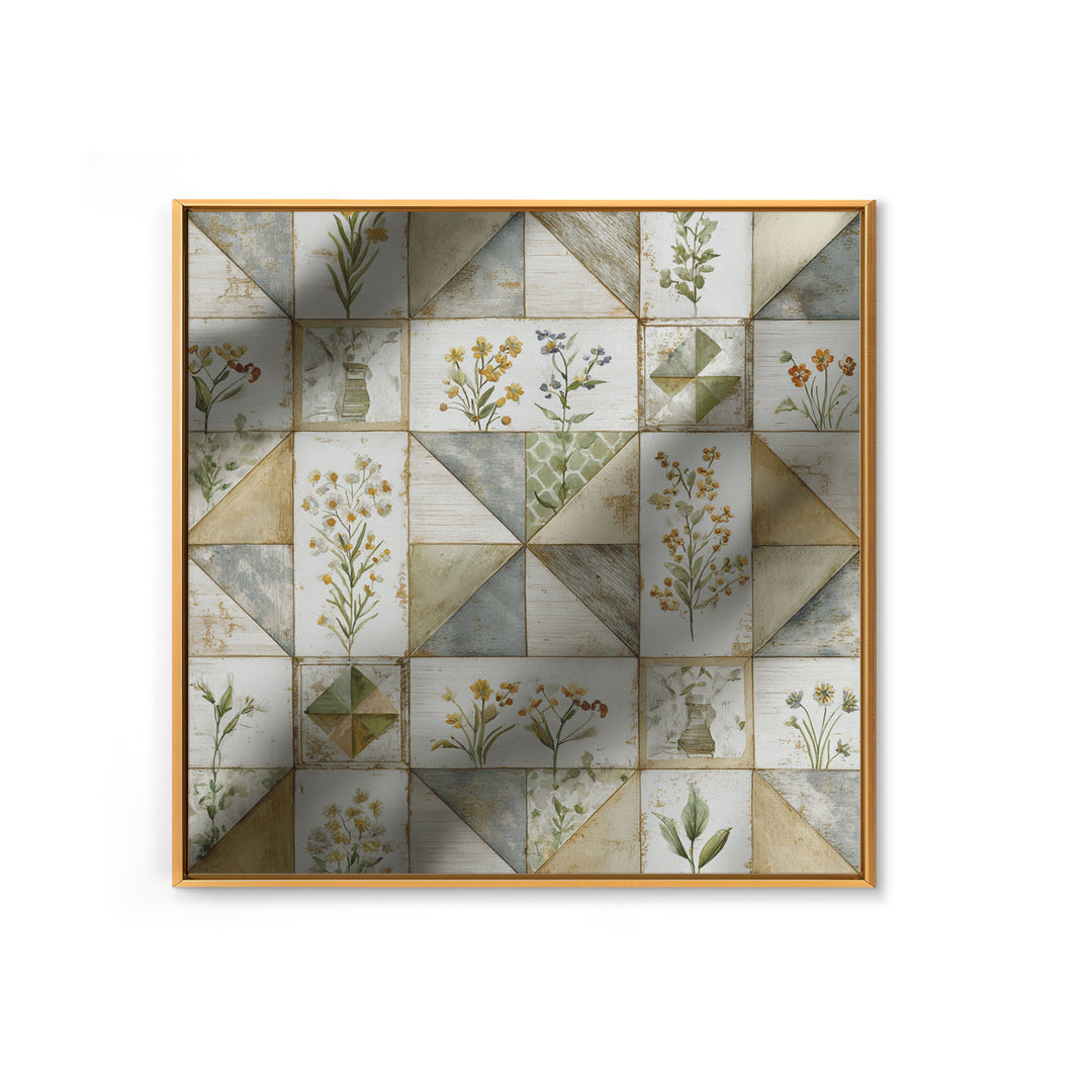 Quilt Geometric Folk Pattern Canvas Print, Country Art, Farmhouse Wall Decor, Farmhouse Decor, Abstract Art, Country, COU-1x1-60