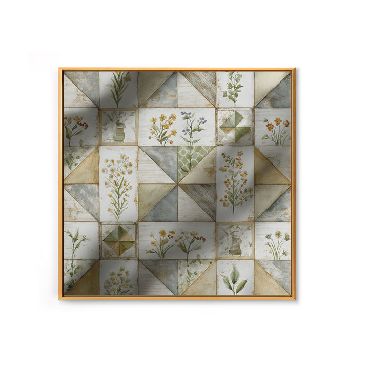 Quilt Geometric Folk Pattern Canvas Print, Country Art, Farmhouse Wall Decor, Farmhouse Decor, Abstract Art, Country, COU-1x1-60