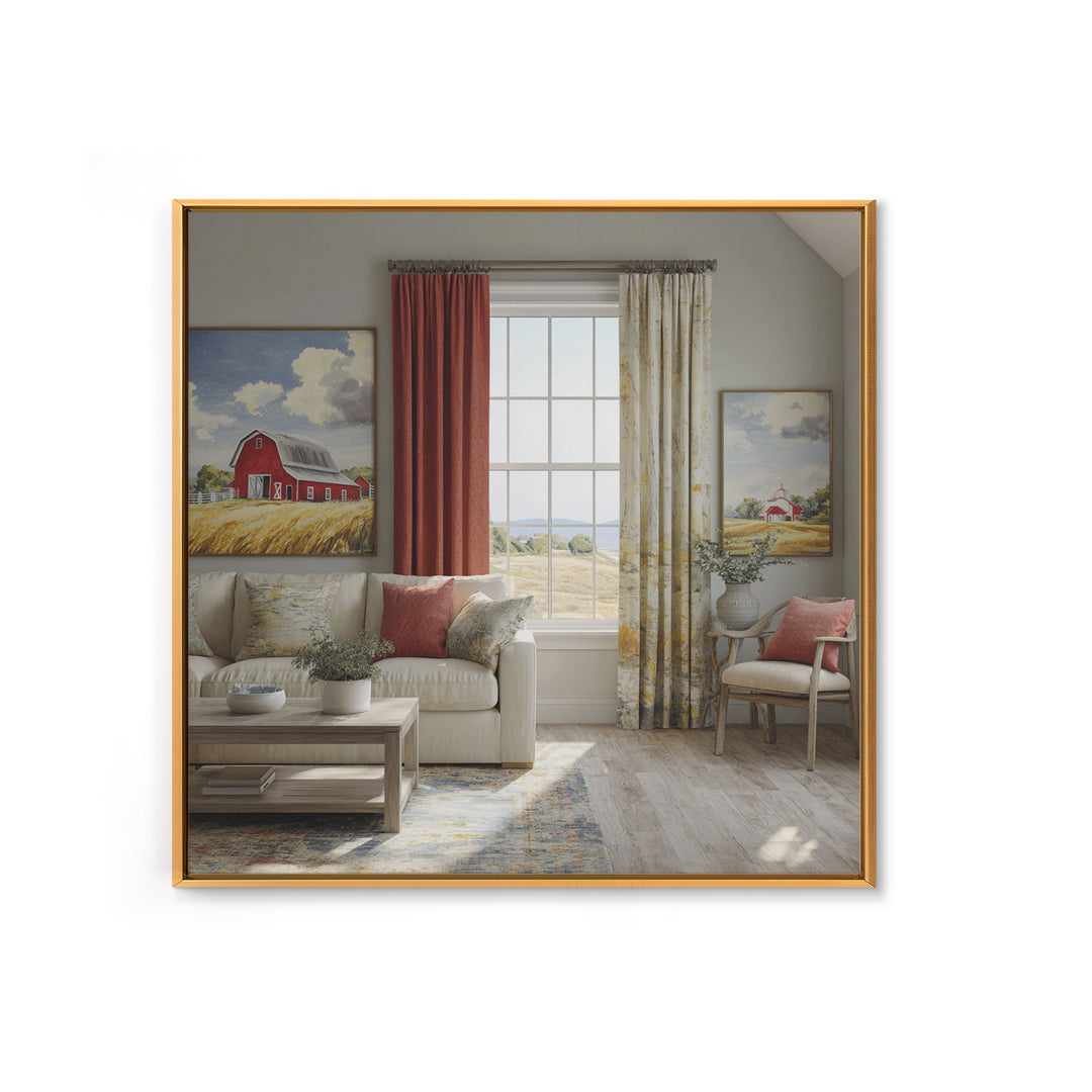 Cornfield under Dramatic Summer Clouds Framed Canvas Print, Country Art, Floral Wall Art, Farmhouse Decor, Abstract Art, COU-1x1-66