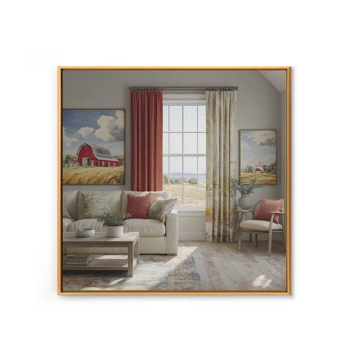 Cornfield under Dramatic Summer Clouds Framed Canvas Print, Country Art, Floral Wall Art, Farmhouse Decor, Abstract Art, COU-1x1-66