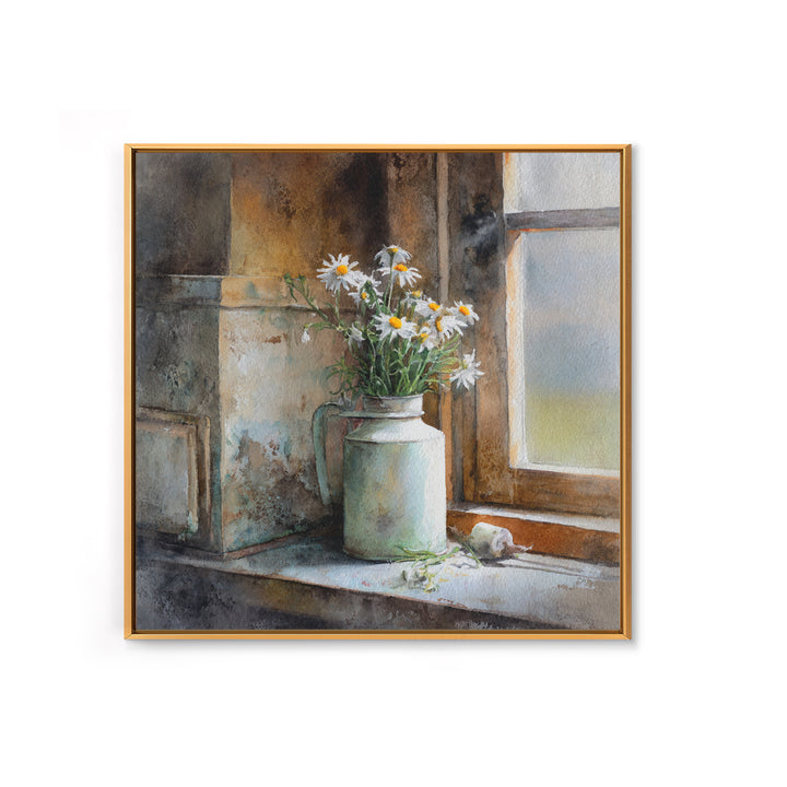 Milk Can and Daisies Rustic Still Life Canvas Print, Country Art, Statement Artwork, Farmhouse Decor, Fine Art, Country, COU-1x1-85