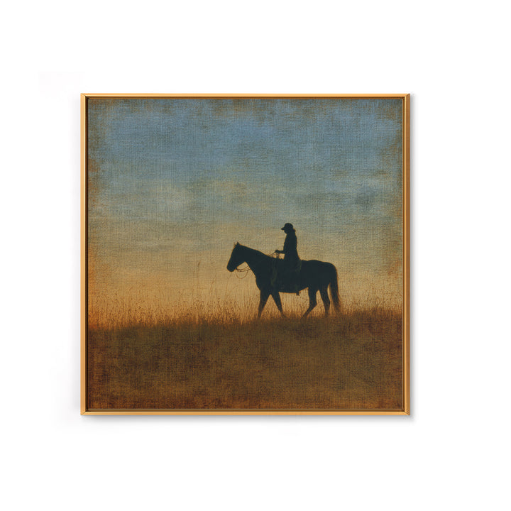 Horse and Rider Silhouette at Dusk Canvas Print, Country Art, Boho Decor, Farmhouse Decor, Fine Art, Country, Art Prints, COU-1x1-89