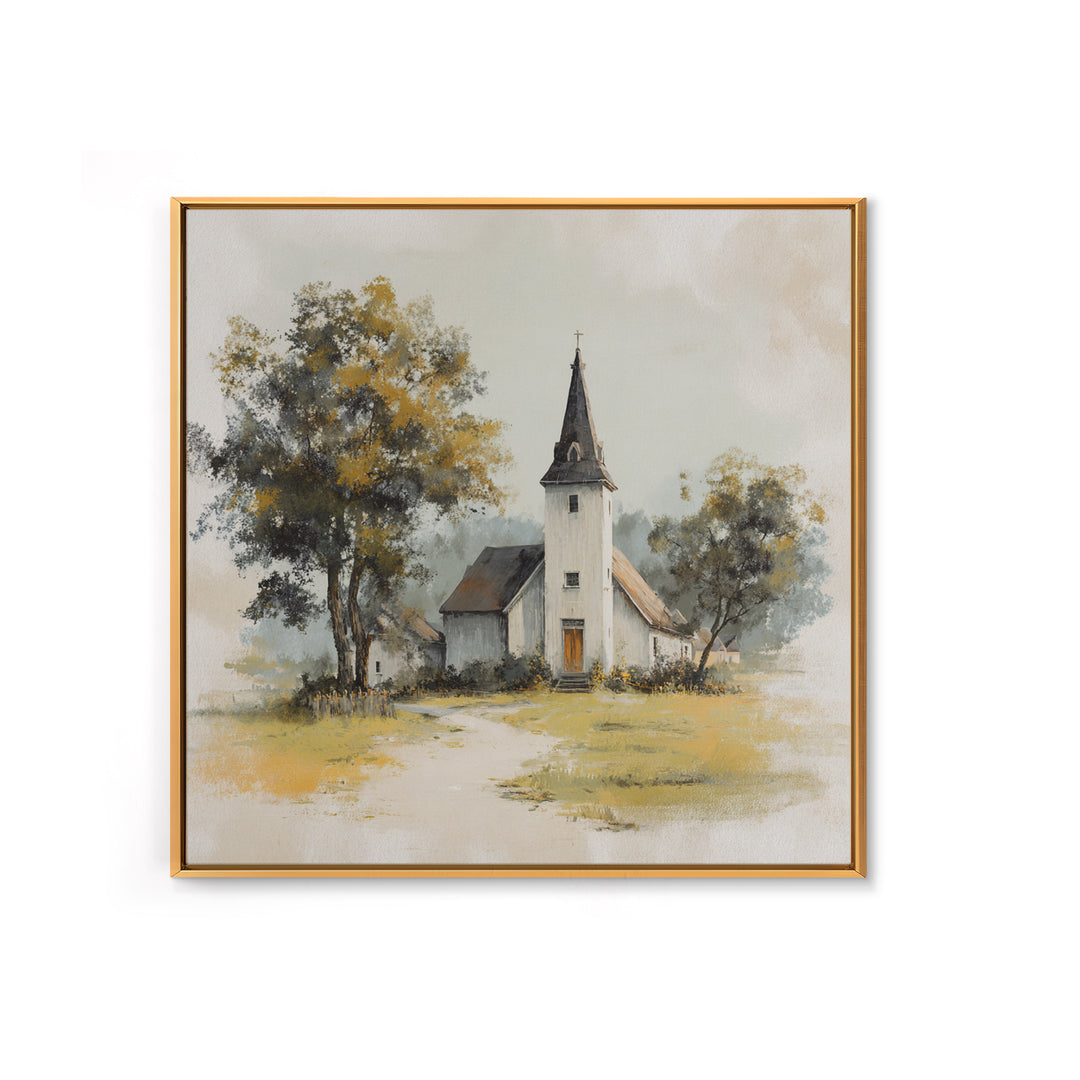 Country Church Steeple Beyond Trees Canvas Print, Country Art, Boho Decor, Farmhouse Decor, Fine Art, Country, Art Prints, COU-1x1-91