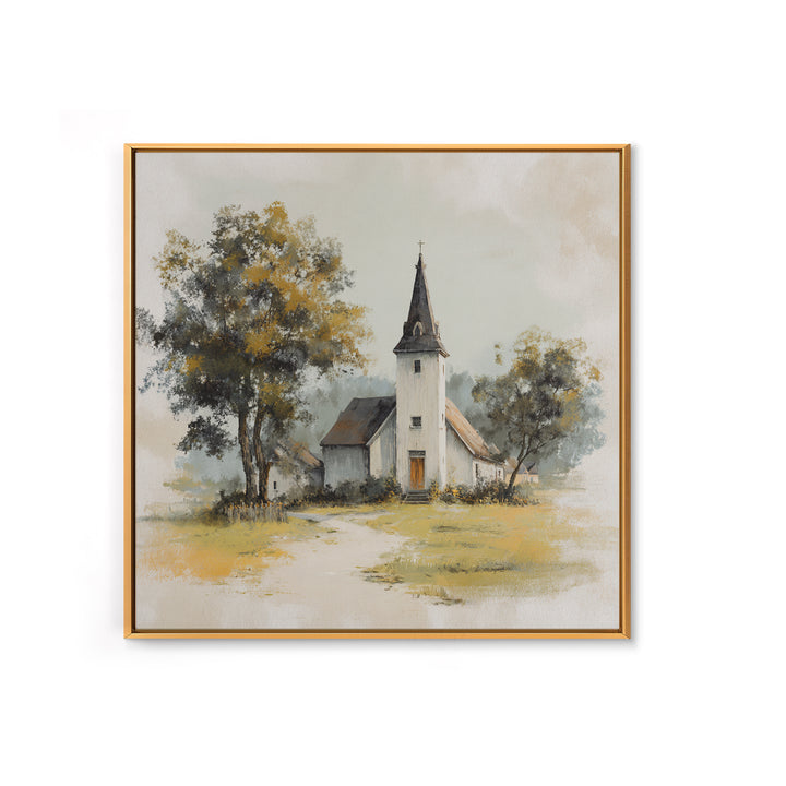 Country Church Steeple Beyond Trees Canvas Print, Country Art, Boho Decor, Farmhouse Decor, Fine Art, Country, Art Prints, COU-1x1-91