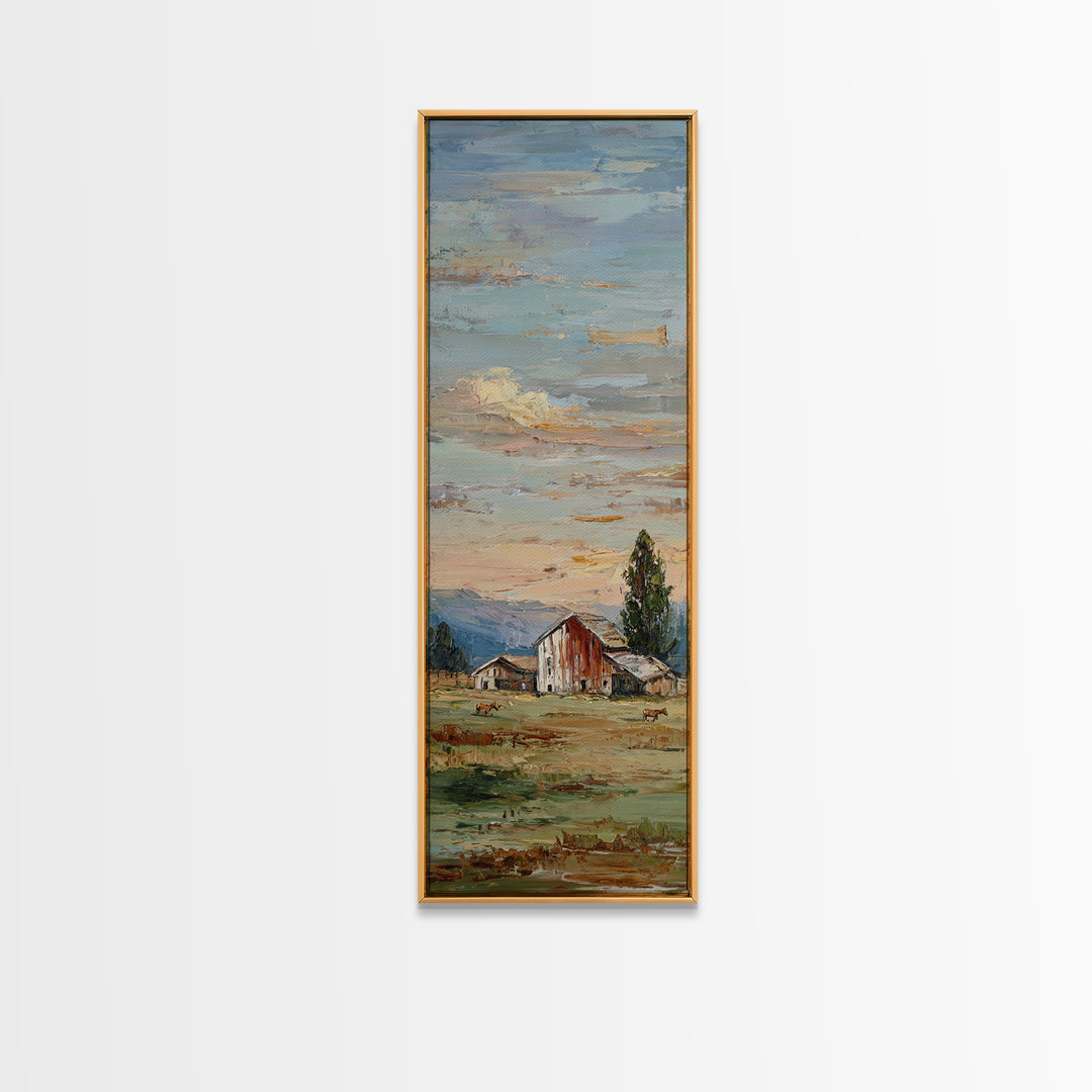 Rolling Pasture with Grazing Horses at Sunrise Canvas Print, Country Art, Fine Art Print, Farmhouse Decor, Fine Art, Country, COU-1x3-13