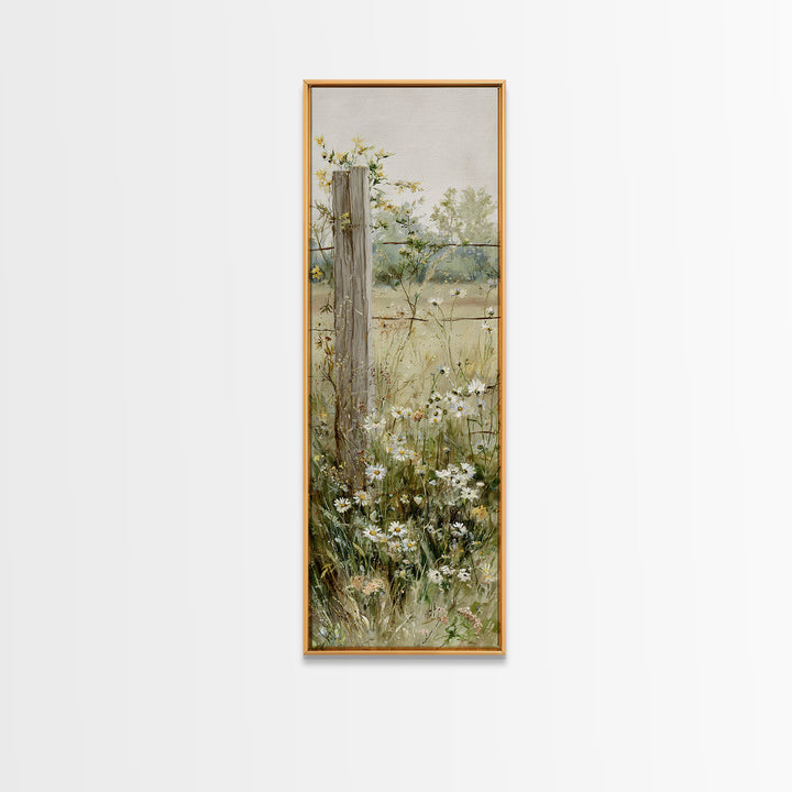 Wildflower Meadow Beside an Old Fence Canvas Print, Country Art, French Country, Farmhouse Decor, Country, Luxury Decor, COU-1x3-14