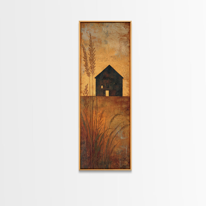 Rustic Barn Silhouette Framed Canvas Print, Country Art, Home Decor, Farmhouse Decor, Abstract Art, Country, Printable Art, COU-1x3-15
