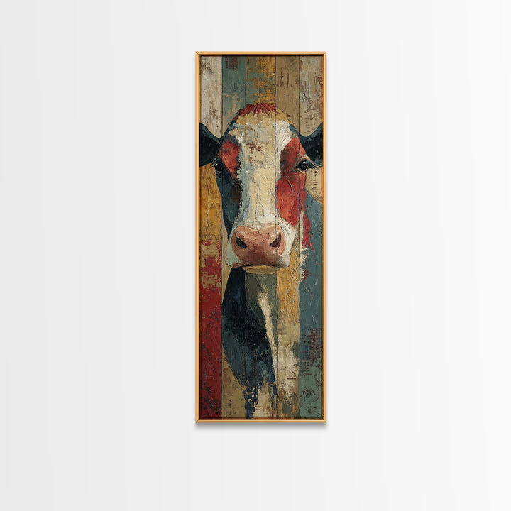 Cow Portrait with Gentle Farmhouse Personality Canvas Print, Country Art, Boho Decor, Farmhouse Decor, Fine Art, Country, COU-1x3-16