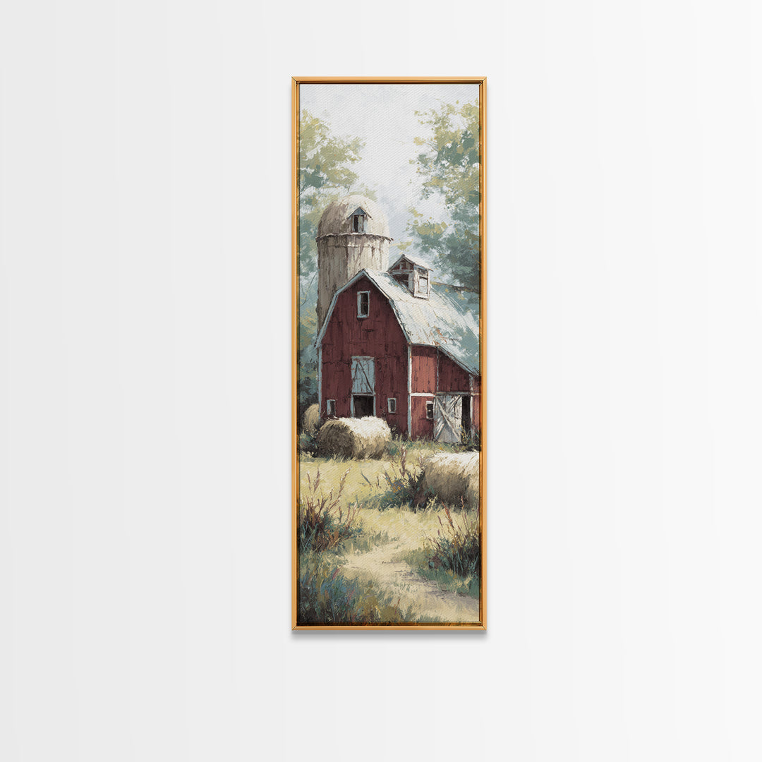 Hay Bales in Late Afternoon Sun Canvas Print, Country Art, Textured Painting, Farmhouse Decor, Fine Art, Country, Oil Painting, COU-1x3-32