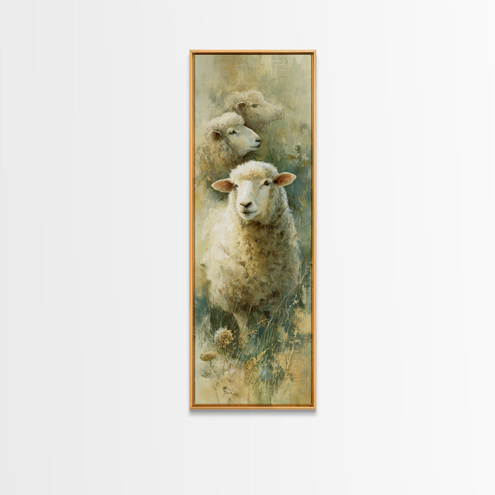 Watercolor Sheep in a Green Pasture Canvas Print, Country Art, Wall Art, Farmhouse Decor, Fine Art, Country, Digital Print, COU-1x3-35