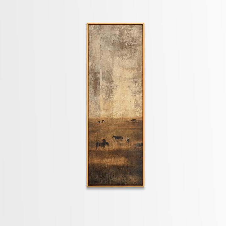 Rolling Pasture with Grazing Horses at Sunrise Canvas Print, Country Art, Fine Art Print, Farmhouse Decor, Fine Art, Country, COU-1x3-37