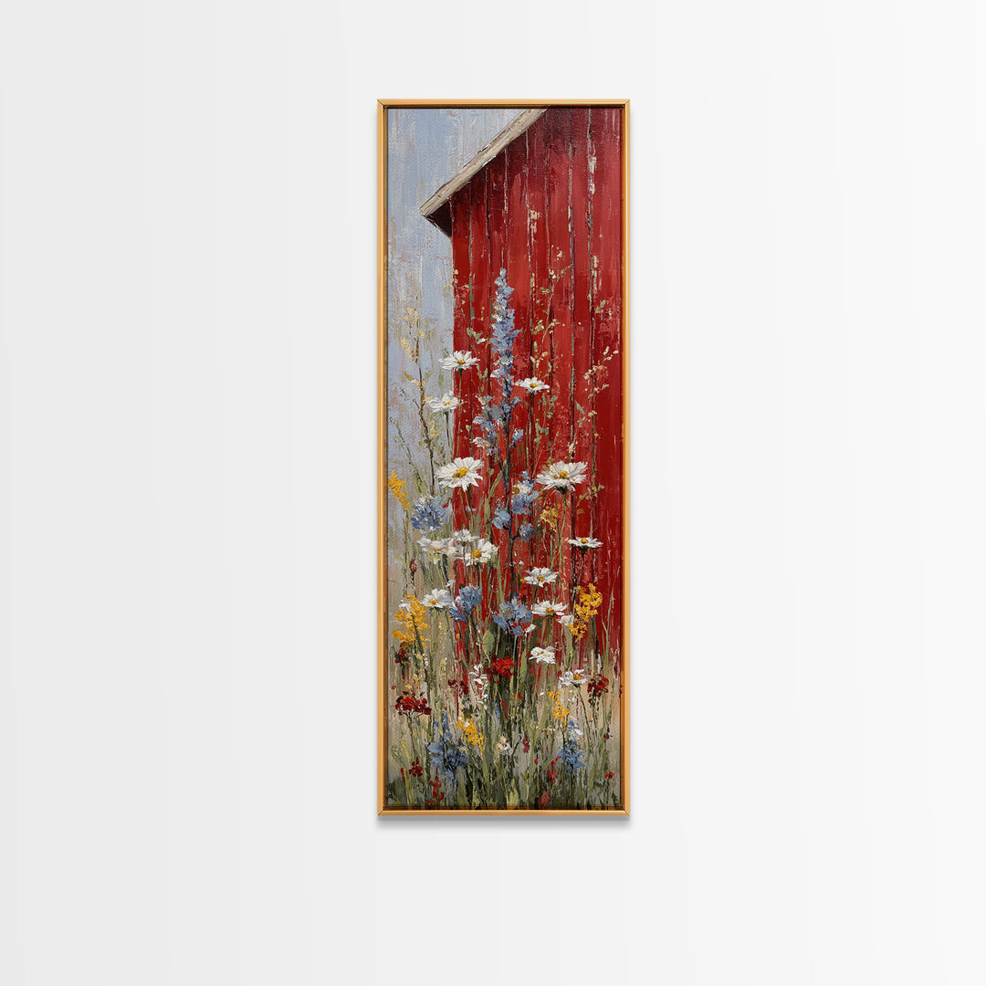 Wildflower Meadow Beside an Old Fence Canvas Print, Country Art, French Country, Farmhouse Decor, Country, Luxury Decor, COU-1x3-38