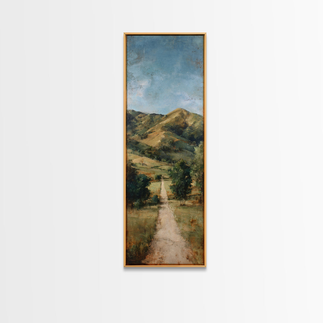 Country Road Disappearing into Green Hills Canvas Print, Country Art, Original Painting, Farmhouse Decor, Fine Art, Country, COU-1x3-43