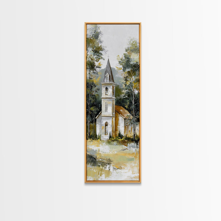 Country Church Steeple Beyond Trees Canvas Print, Country Art, Contemporary Art, Farmhouse Decor, Fine Art, Country, COU-1x3-7
