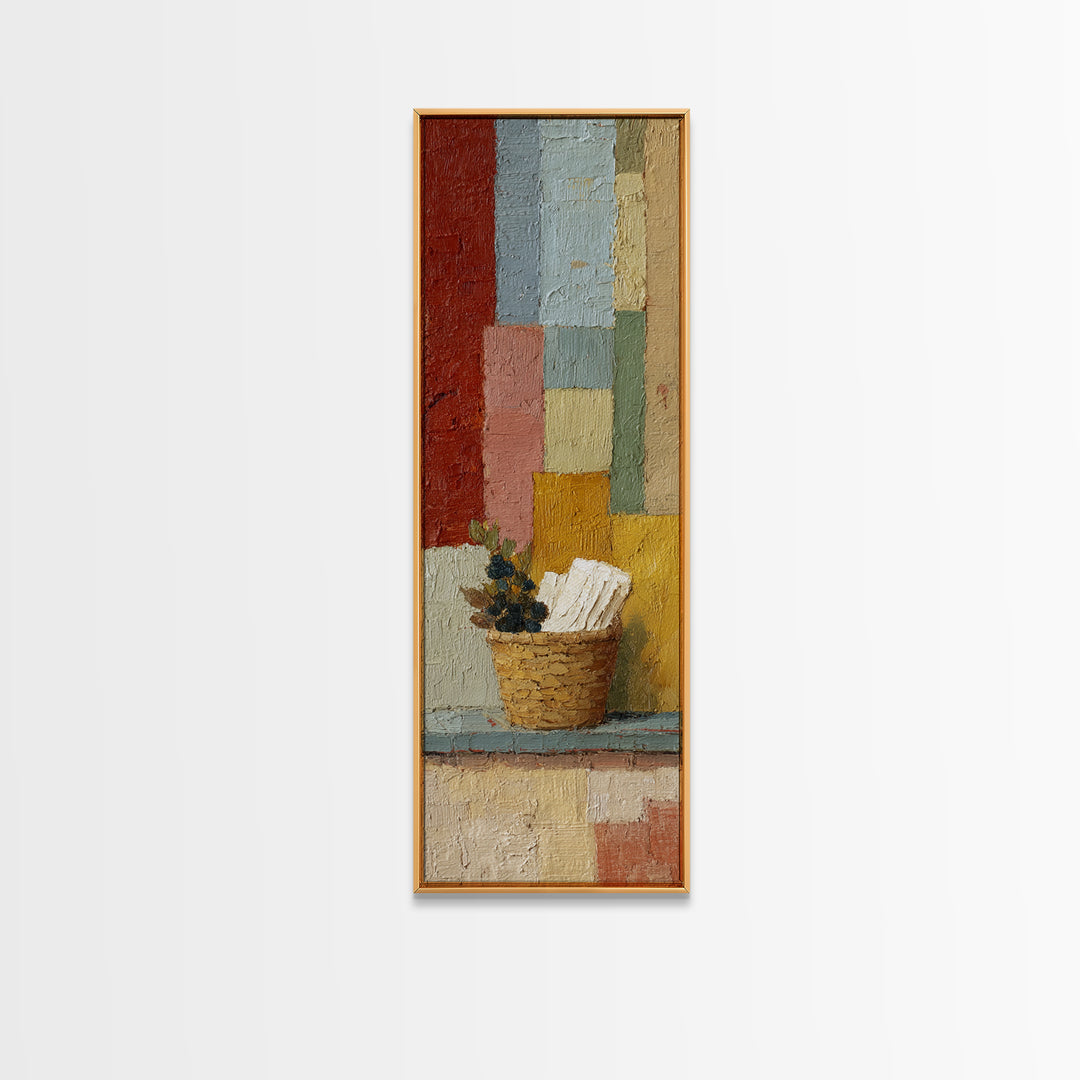 Blackberry Basket with Linen Cloth Canvas Print, Country Art, Farmhouse Decor, Abstract Art, Country, French Country, COU-1x3-81