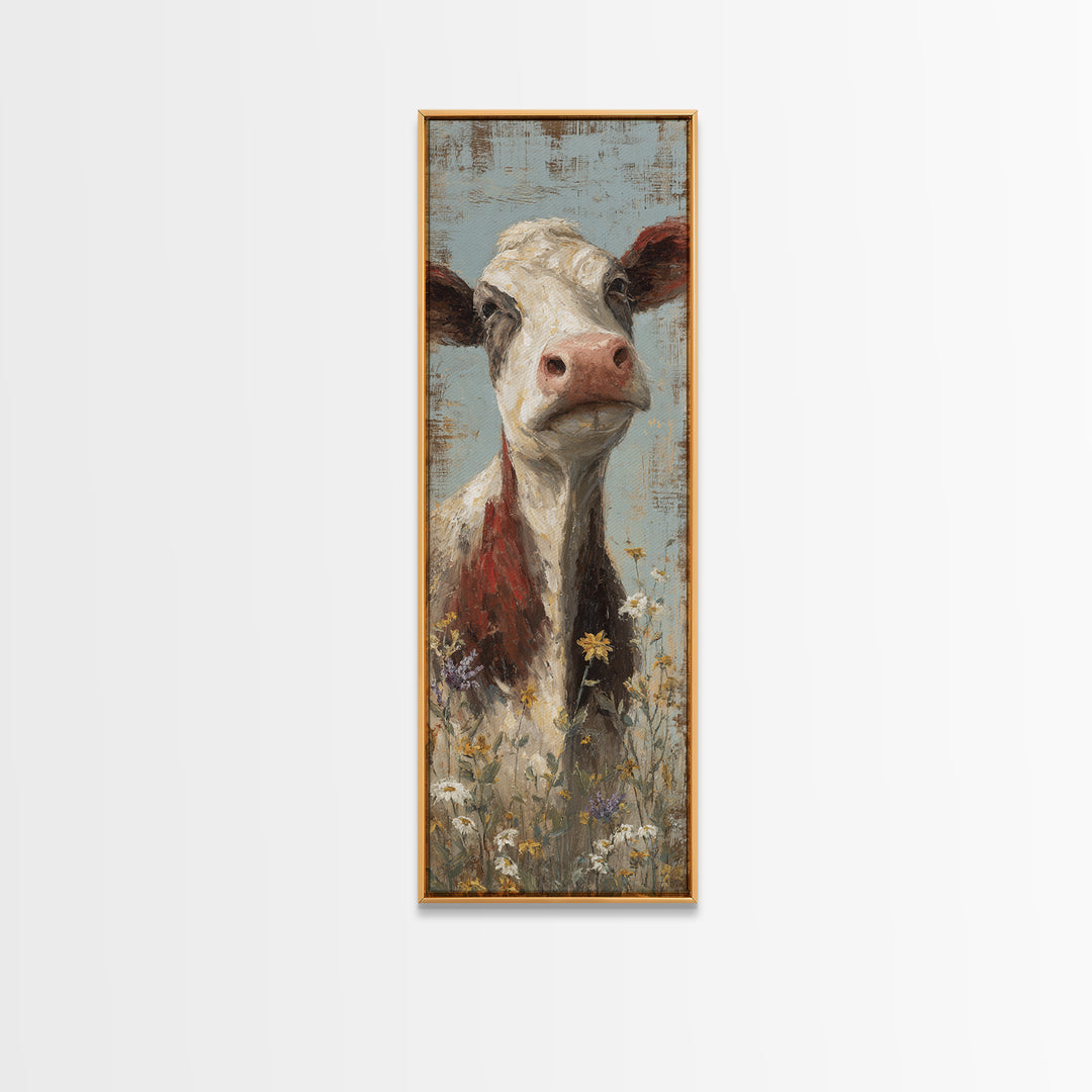 Cow Portrait with Gentle Farmhouse Personality Canvas Print, Country Art, Farmhouse Decor, Oil Painting, Country, COU-1x3-88