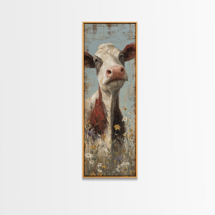 Cow Portrait with Gentle Farmhouse Personality Canvas Print, Country Art, Farmhouse Decor, Oil Painting, Country, COU-1x3-88