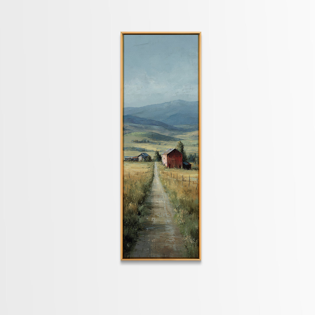Country Road Disappearing into Green Hills Canvas Print, Country Art, French Country Decor, Farmhouse Decor, Country, COU-1x3-91