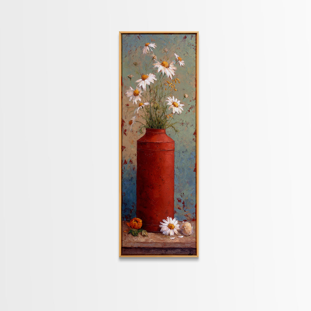 Milk Can and Daisies Rustic Still Life Canvas Print, Country Art, Gallery Wall Art, Farmhouse Decor, Oil Painting, Country, COU-1x3-97