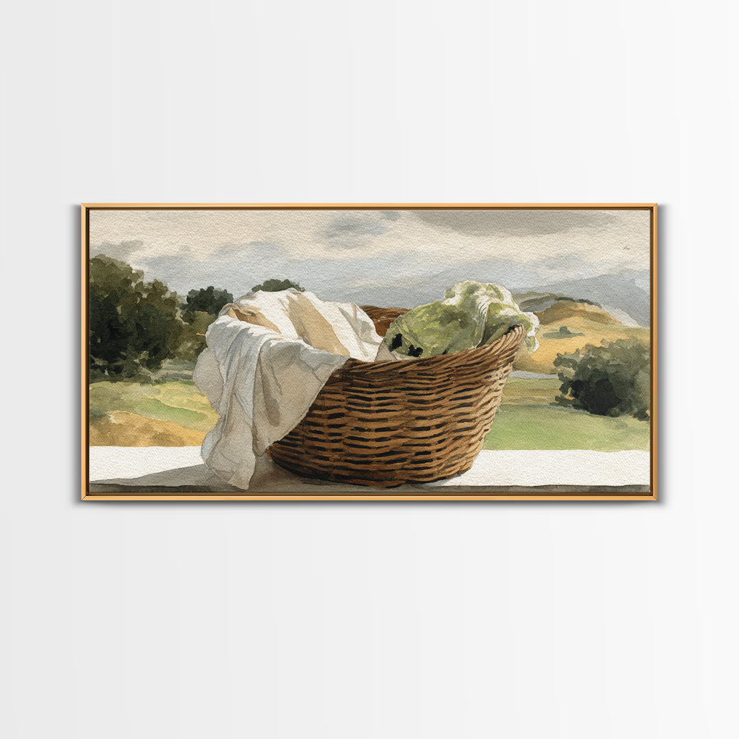Blackberry Basket with Linen Cloth Canvas Print, Country Art, Contemporary Art, Farmhouse Decor, Abstract Art, Country, COU-2x1-41