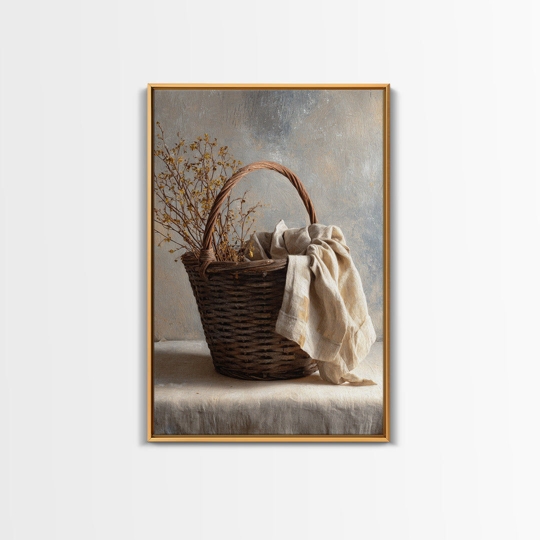 Blackberry Basket with Linen Cloth Canvas Print, Country Art, Farmhouse Decor, Abstract Art, Country, French Country, COU-2x3-77