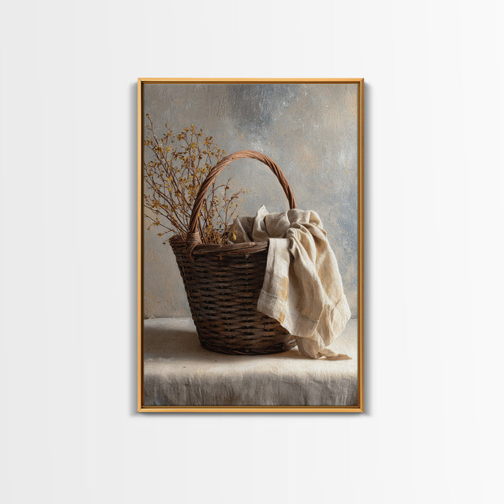 Blackberry Basket with Linen Cloth Canvas Print, Country Art, Farmhouse Decor, Abstract Art, Country, French Country, COU-2x3-77