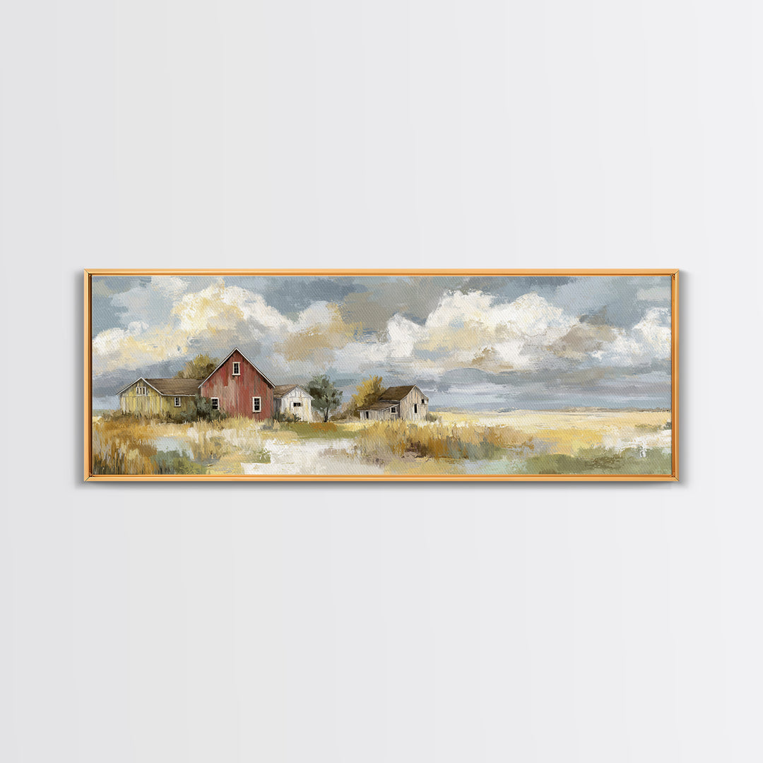 Cornfield under Dramatic Summer Clouds Framed Canvas Print, Country Art, Home Decor, Farmhouse Decor, Fine Art, Country, COU-3x1-10