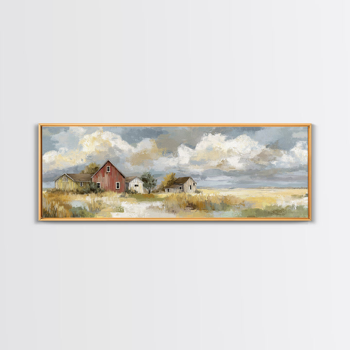 Cornfield under Dramatic Summer Clouds Framed Canvas Print, Country Art, Home Decor, Farmhouse Decor, Fine Art, Country, COU-3x1-10