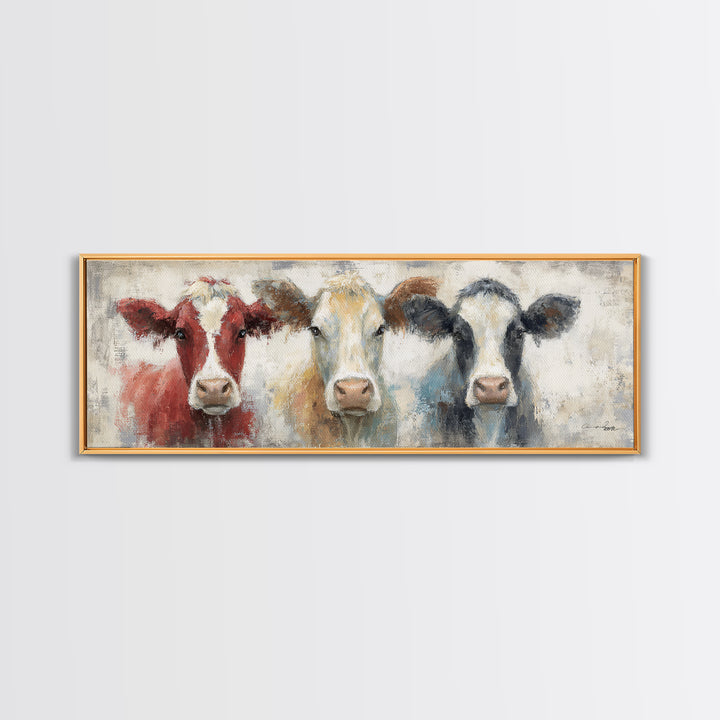 Cow Portrait with Gentle Farmhouse Personality Canvas Print, Country Art, French Country, Farmhouse Decor, Fine Art, Country, COU-3x1-20