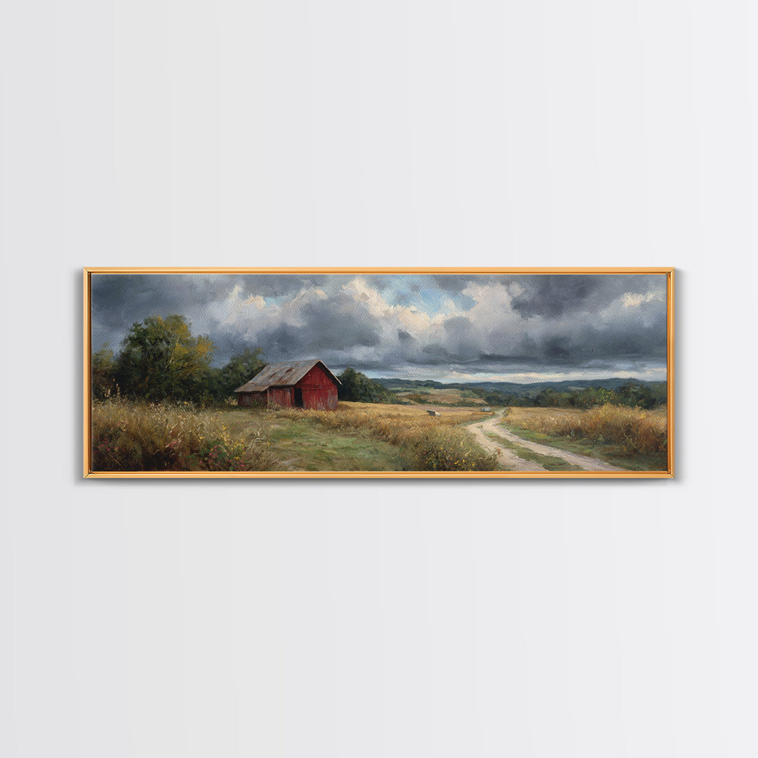 Cornfield under Dramatic Summer Clouds Canvas Print, Country Art, Printable Wall Art, Farmhouse Decor, Abstract Art, Country, COU-3x1-34