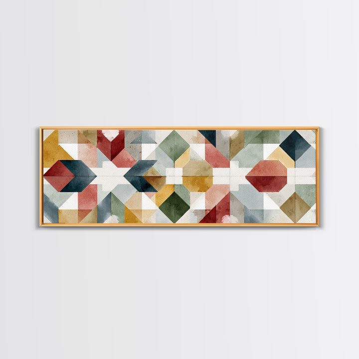 Quilt Geometric Folk Pattern Canvas Print, Country Art, Home Decor, Farmhouse Decor, Fine Art, Country, Printable Art, COU-3x1-76