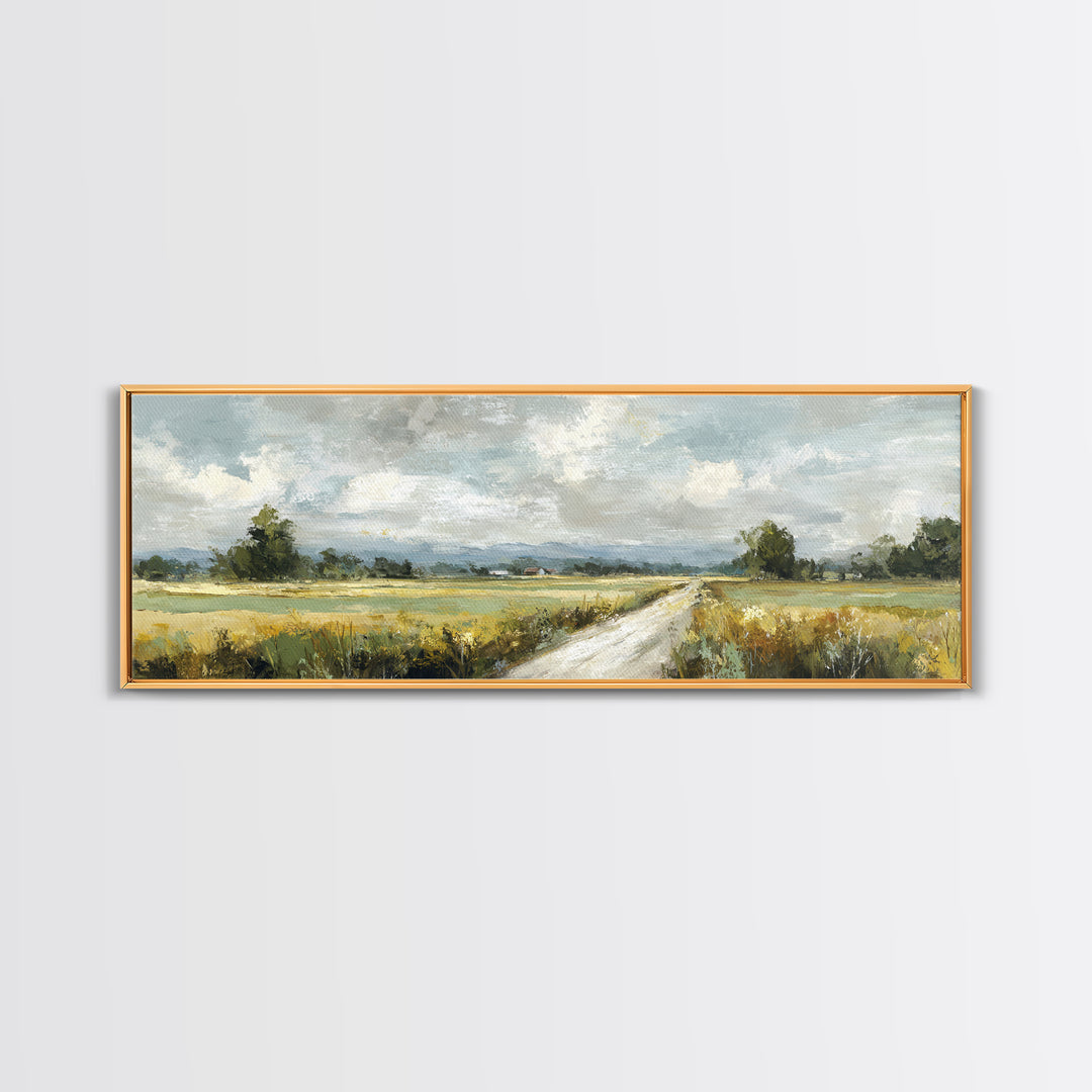 Cornfield under Dramatic Summer Clouds Framed Canvas Print, Country Art, Digital Print, Farmhouse Decor, Fine Art, Country, COU-3x1-82