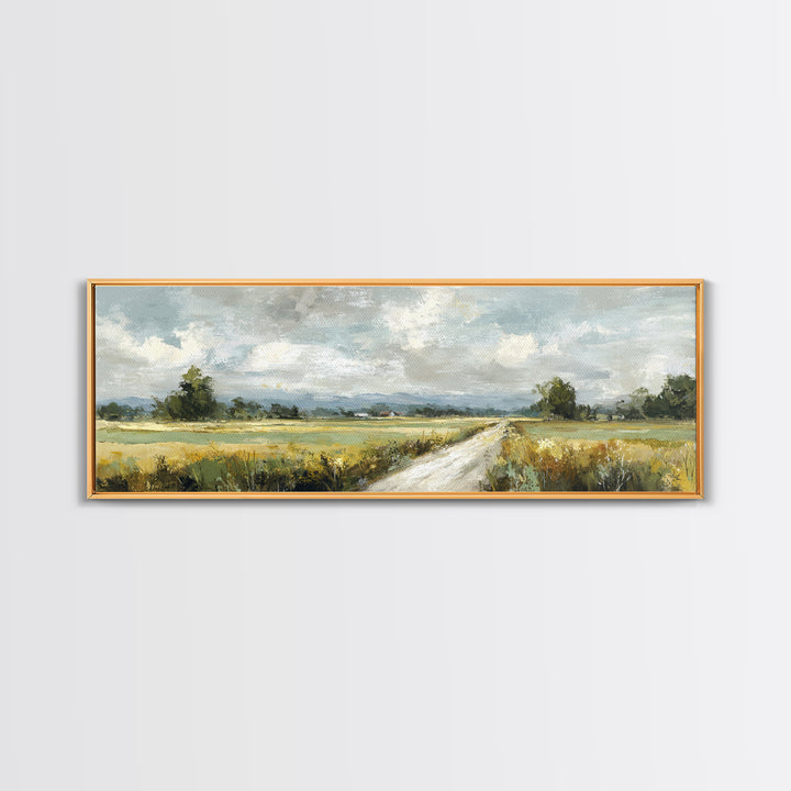 Cornfield under Dramatic Summer Clouds Framed Canvas Print, Country Art, Digital Print, Farmhouse Decor, Fine Art, Country, COU-3x1-82