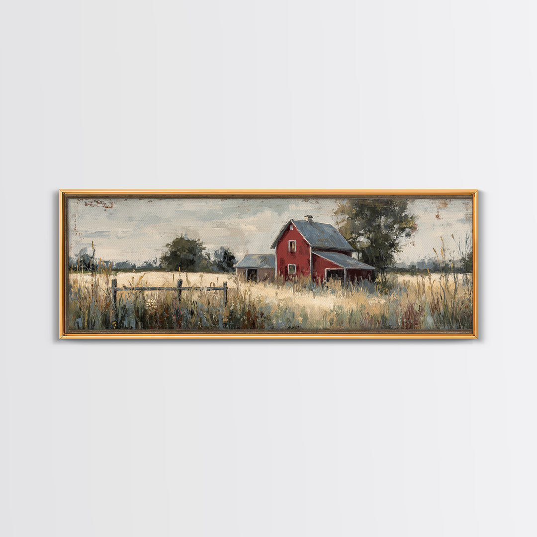 Wildflower Meadow Beside an Old Fence Framed Canvas Print, Country Art, Farmhouse Wall Decor, Farmhouse Decor, Country, COU-3x1-90