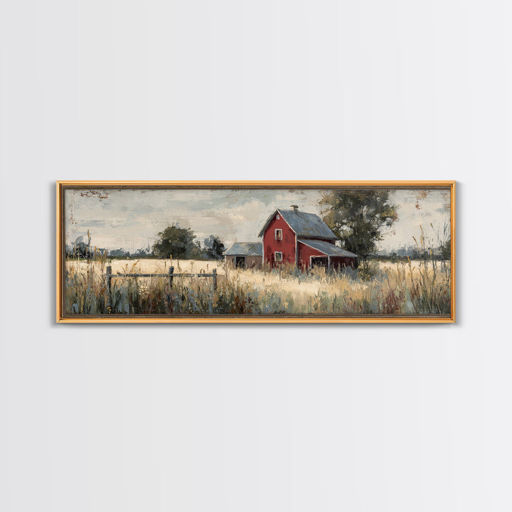 Wildflower Meadow Beside an Old Fence Framed Canvas Print, Country Art, Farmhouse Wall Decor, Farmhouse Decor, Country, COU-3x1-90