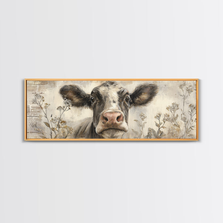Cow Portrait with Gentle Farmhouse Personality Canvas Print, Country Art, Art Prints, Farmhouse Decor, Fine Art, Country, COU-3x1-92