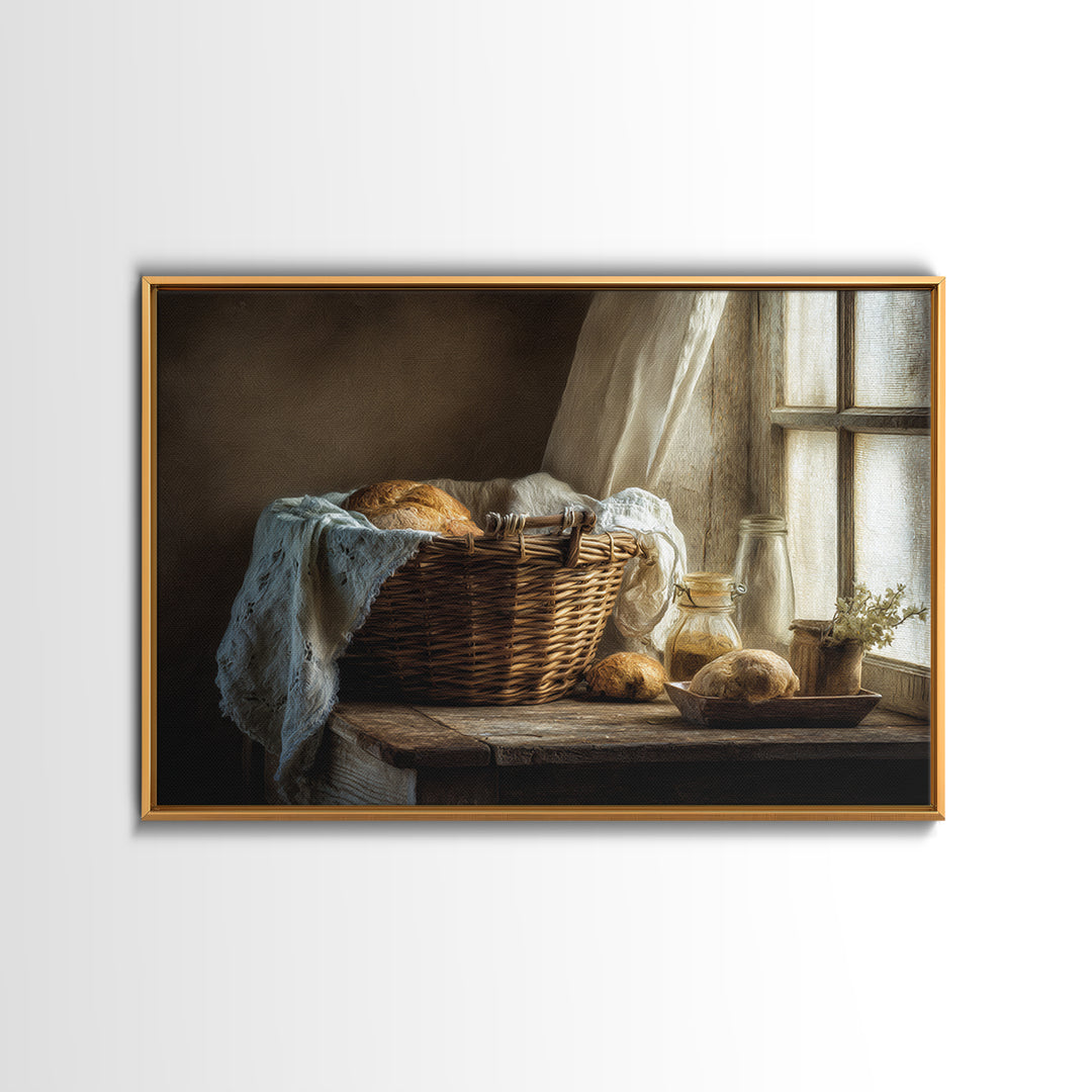 Blackberry Basket with Linen Cloth Canvas Print, Country Art, Farmhouse Decor, Abstract Art, Country, French Country, COU-3x2-1