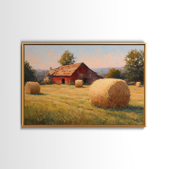 Hay Bales in Late Afternoon Sun Canvas Print, Country Art, Neutral Decor, Farmhouse Decor, Fine Art, Country, Home Decor, COU-3x2-72