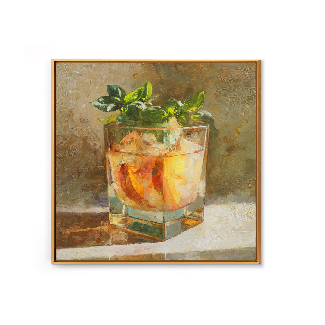 Iced Coffee Glass Framed Canvas Print, Coffee Shop Art, Kitchen Art, Cafe Decor, Fine Art, Cafe, Minimalist Wall Art, CSA-1x1-11