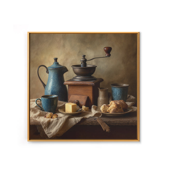 Coffee Grinder Antique Still Life Framed Canvas Print, Coffee Shop Art, Coffee, Cafe Decor, Fine Art, Cafe, Living Room Decor, CSA-1x1-12
