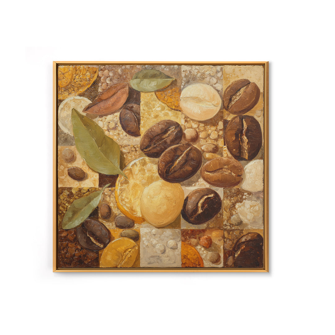 Coffee Bean Pattern Canvas Print, Coffee Shop Art, Kitchen Gift, Cafe Decor, Oil Painting, Cafe, Coffee Art, Food Art, CSA-1x1-15