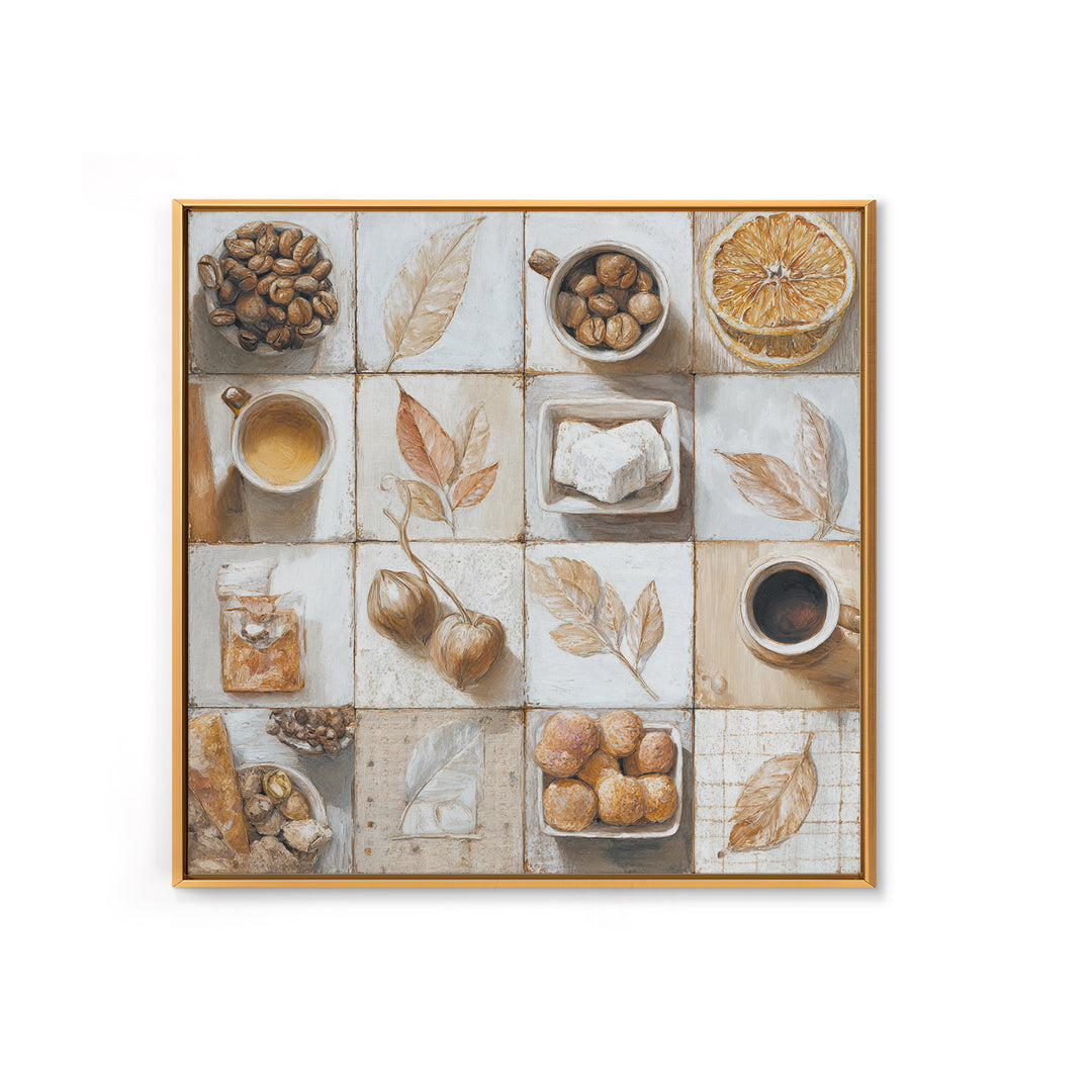 Coffee Bean Pattern Framed Canvas Print, Coffee Shop Art, Neutral Decor, Cafe Decor, Fine Art, Cafe, Home Decor, Wall Decor, CSA-1x1-63